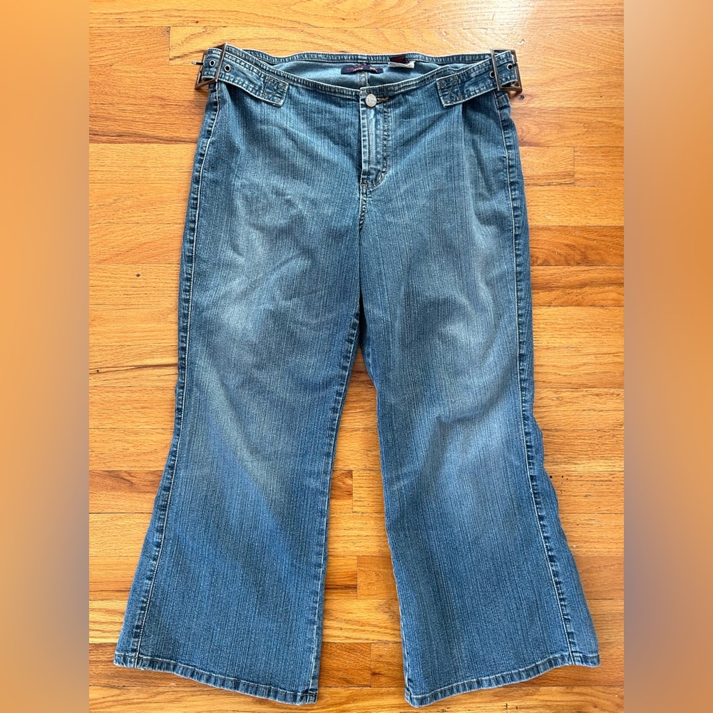 Vtg Vigoss Capri Jeans Y2k Low Rise womens large juniors 15/16 Boho Flare